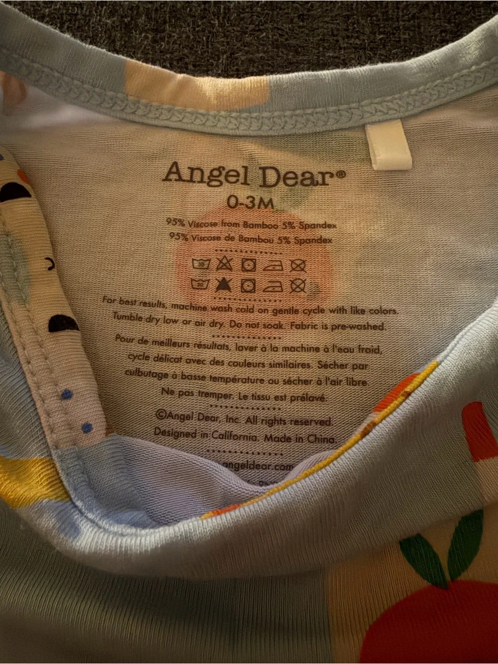 Angel Dear Light Blue Food-Print Baby One-Piece Bodysuit